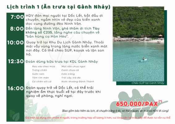 Lịch trình ăn trưa ở Gành Nhảy