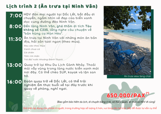Lịch trình ăn trưa ở Ninh Vân